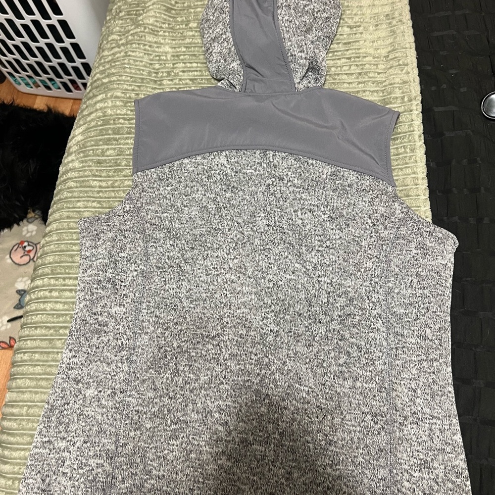 Gray Textured Vest with Color-Blocking Design